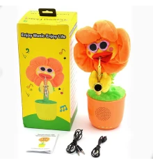 Интерактивная игрушка танцующий Цветок, блютуз колонка с FM радио Dancing Flower (оранжевая) купить в интернет магазине подарков ПраздникШоп
