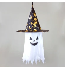 Декор подвесной Привидение в шляпе 70см (белый) купить в интернет магазине подарков ПраздникШоп