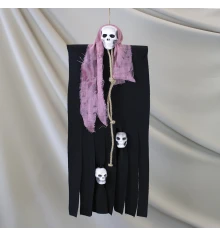 Декор для хэллоуина Призрачный Череп (95см) черный с пеплом розы 10083 купить в интернет магазине подарков ПраздникШоп