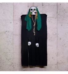 Декор для хэллоуина Призрачный Череп (125см) черный с бутылочно-зеленым 10092 купить в интернет магазине подарков ПраздникШоп