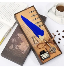 Винтажный подарочный набор для каллиграфии Ручка перьевая (синий) купить в интернет магазине подарков ПраздникШоп