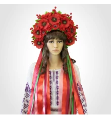 Украинский венок высокий с лентами на голову Стефания 13699 купить в интернет магазине подарков ПраздникШоп