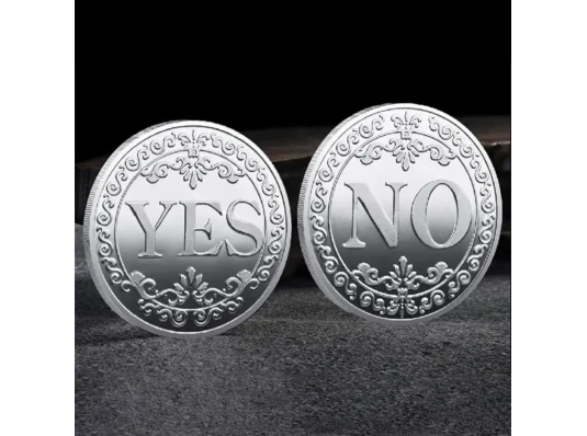 Сувенирная монета принятия решений YES/NO 3702 (серебряная) купить в интернет магазине подарков ПраздникШоп