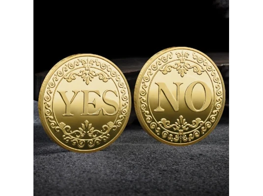 Сувенирная монета принятия решений YES/NO 3701 (золотая) купить в интернет магазине подарков ПраздникШоп