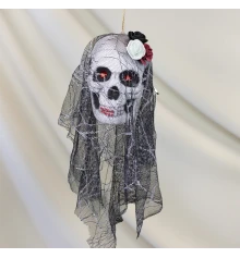Декор подвесной череп Дева в мантилье 13809 (черный с белым) купить в интернет магазине подарков ПраздникШоп