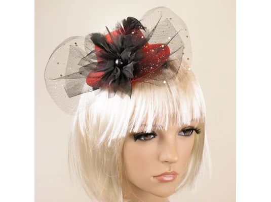 Карнавальная шляпка на заколках 14030 (красная) купить в интернет магазине подарков ПраздникШоп