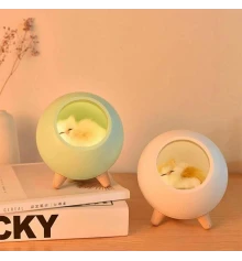 LED Ночник Спящий кот в домике (зеленый) купить в интернет магазине подарков ПраздникШоп