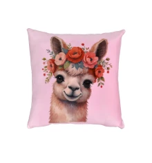 Подушка плюшевая Лама-Красавица размер 35*35 см розовая (61375) купить в интернет магазине подарков ПраздникШоп