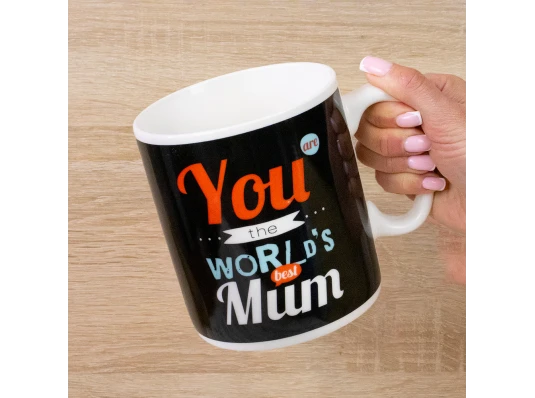 Кружка Гигант Ты лучшая мама в мире - You worlds best mum (черная) купить в интернет магазине подарков ПраздникШоп