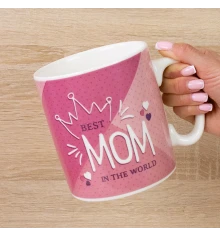 Кружка Гигант Лучшая мама на свете - Best MOM in the world (розовая) купить в интернет магазине подарков ПраздникШоп