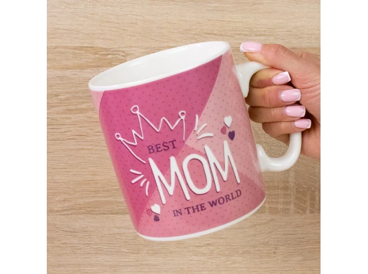 Кружка Гигант Лучшая мама на свете - Best MOM in the world (розовая) купить в интернет магазине подарков ПраздникШоп