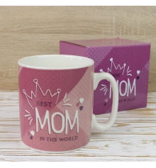 Кружка Гигант Лучшая мама на свете - Best MOM in the world (розовая) купить в интернет магазине подарков ПраздникШоп