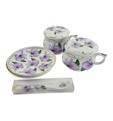 Сервиз фарфор (190мл) (2GBC-A1093SP) 2чашки+2блюдца+2ложки «Цветы на белом фоне» (h-6 см купить в интернет магазине подарков ПраздникШоп