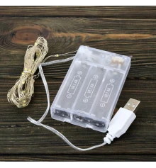 Гирлянда Роса светодиодная LED на батарейках и USB 5м купить в интернет магазине подарков ПраздникШоп