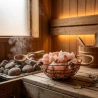Соляний кошик для лазні з гімалайською сіллю, «Дихання парної», (дротяна чаша) (26×12 см)
