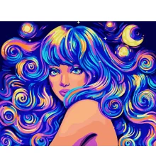 Картина по номерам SANTI Космическая девушка 40*50 см неоновые краски ©pollypop92 купить в интернет магазине подарков ПраздникШоп