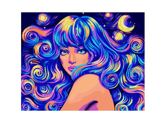 Картина по номерам SANTI Космическая девушка 40*50 см неоновые краски ©pollypop92 купить в интернет магазине подарков ПраздникШоп