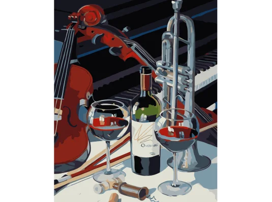 Картина по номерам ПРЕМИУМ Вино под музыку с лаком размером 40х50 см VA-3585 купить в интернет магазине подарков ПраздникШоп