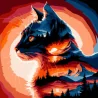 Картина по номерам ПРЕМИУМ Кот на закате на черном фоне размером 30х30 см (SH3030-25)