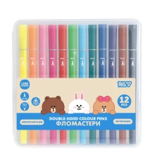 Маркеры двусторонние Yes Line Friends 12 цветов купить в интернет магазине подарков ПраздникШоп