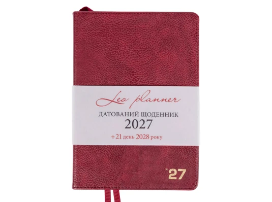 Ежедневник Leo Planner Prime A5 датированный 2027 интегральный бордовый 368 страниц купить в интернет магазине подарков ПраздникШоп