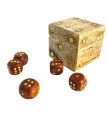 Кости игральные в шкатулке из мангового дерева (5.2×5.2×5 см) купить в интернет магазине подарков ПраздникШоп