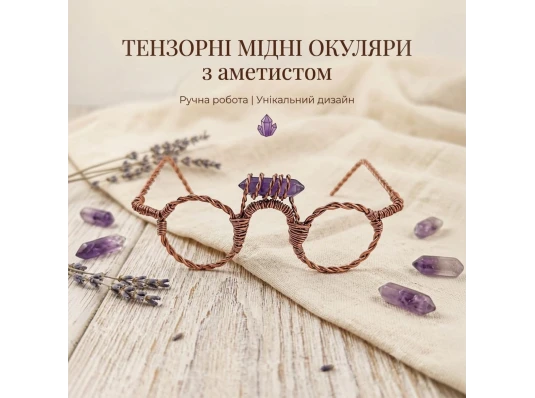 Тензорные медные очки с аметистом купить в интернет магазине подарков ПраздникШоп