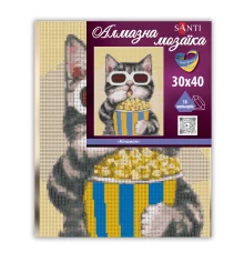 Алмазная мозаика SANTI Кот-киноман 30*40см на подрамнике купить в интернет магазине подарков ПраздникШоп