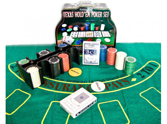 Покерний набір (2 колоди карт, 200 фішок, сукно) купить в интернет магазине подарков ПраздникШоп