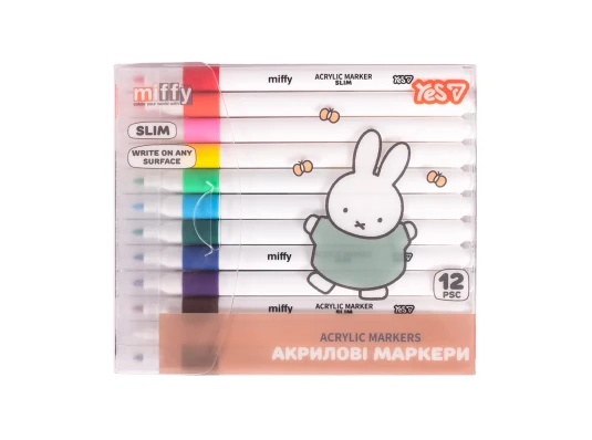 Маркеры акриловые Yes Miffy 12 цветов в PET упаковке купить в интернет магазине подарков ПраздникШоп