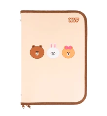 Папка факультативная пластиковаяYes Line Friends A4 на молнии с карманом купить в интернет магазине подарков ПраздникШоп