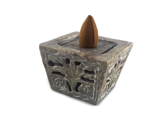 Подсвечник-подставка для благовоний из мыльного камня квадратная (5.6×5.6×4 см) купить в интернет магазине подарков ПраздникШоп