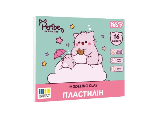 Пластилин Yes Pembe the Cat 16 цветов 320г купить в интернет магазине подарков ПраздникШоп