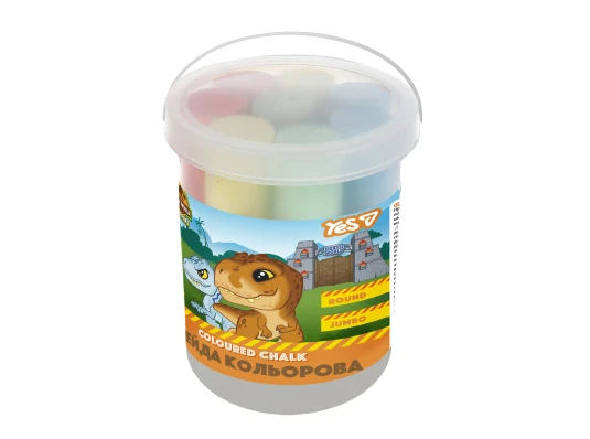 Мел цветной Yes Jurassic World Kids JUMBO 8 штук неон в ведре купить в интернет магазине подарков ПраздникШоп