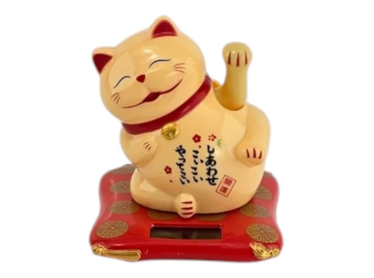Кошка Манэки-нэко машущая лапами на солнечной батарее (7.5×6.7×7.1 см) купить в интернет магазине подарков ПраздникШоп