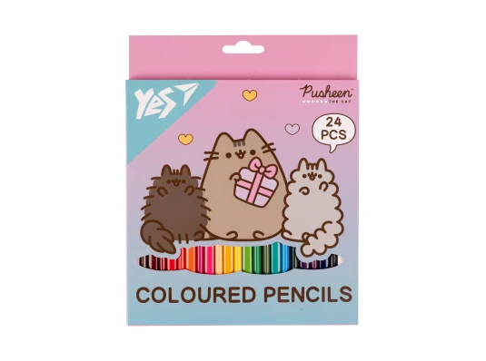 Карандаши цветные Yes Pusheen Stormy and Pip 24 цвета купить в интернет магазине подарков ПраздникШоп