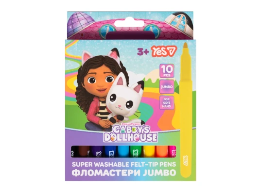 Фломастеры Yes Gabby Dollhouse JUMBO super washable 10 цв. купить в интернет магазине подарков ПраздникШоп
