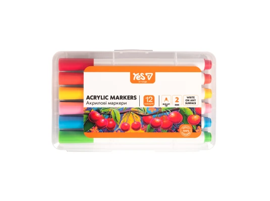 Маркеры акриловые Yes Orange Line 12 цветов купить в интернет магазине подарков ПраздникШоп