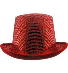 Шляпа Цилиндр с пайетками (красная) купить в интернет магазине подарков ПраздникШоп