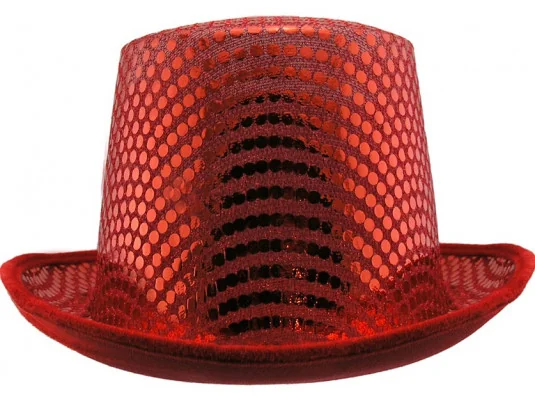 Шляпа Цилиндр с пайетками (красная) купить в интернет магазине подарков ПраздникШоп