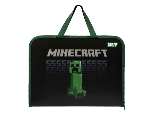 Папка-портфель Yes Minecraft FC на молнии с тканевыми ручками купить в интернет магазине подарков ПраздникШоп