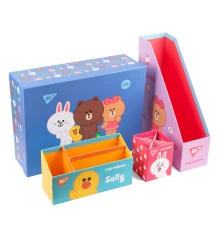 Настольный органайзер в наборе YES Line Friends картонный, 4 предмета купить в интернет магазине подарков ПраздникШоп