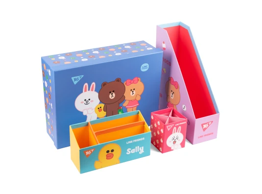Настольный органайзер в наборе YES Line Friends картонный, 4 предмета купить в интернет магазине подарков ПраздникШоп