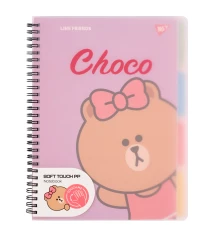 Тетрадь для записей YES В5, 80 л., софт-тач пласт.обл. Line Friends. Choco купить в интернет магазине подарков ПраздникШоп