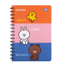 Блокнот YES А5, 80 л., дв. cпираль с резинкой Line Friends купить в интернет магазине подарков ПраздникШоп