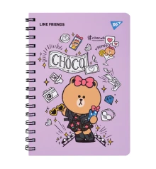 Блокнот YES А5, 80 л., дв. cпираль с резинкой Line Friends Choco купить в интернет магазине подарков ПраздникШоп