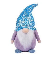 Новогодняя мягкая игрушка Novogod‘ko Гном Мальчик голубая пайетка 40см купить в интернет магазине подарков ПраздникШоп