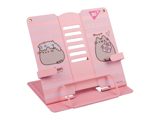 Подставка для книг Yes Pusheen металлическая розовая с дополнительными фиксаторами купить в интернет магазине подарков ПраздникШоп
