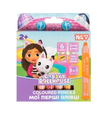 Карандаши цветные Yes Gabby Dollhouse 3в1 SUPER JUMBO с точилкой 6 цветов купить в интернет магазине подарков ПраздникШоп