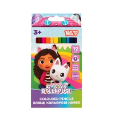 Карандаши цветные Yes Gabby Dollhouse JUMBO 12 цветов купить в интернет магазине подарков ПраздникШоп